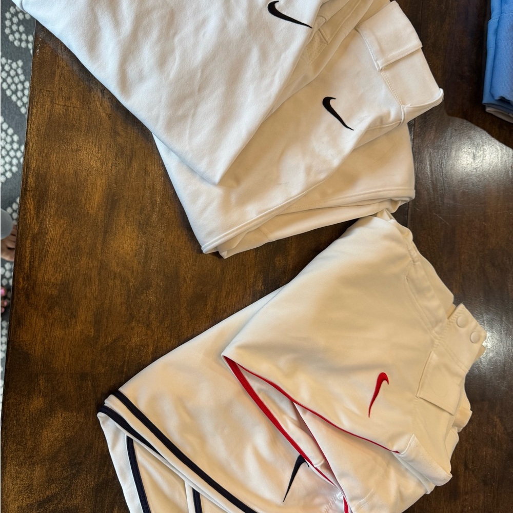 Nike White Baseball Apparel Set with Black and Red Accents